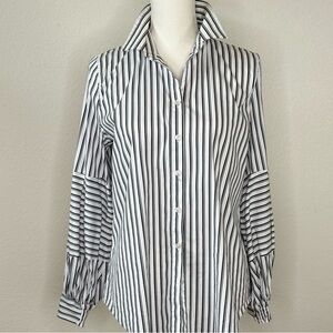 Chico's Monochrome Striped Button-Down Shirt